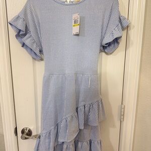 MICHAEL Michael Kors Blue and White Striped  Dress